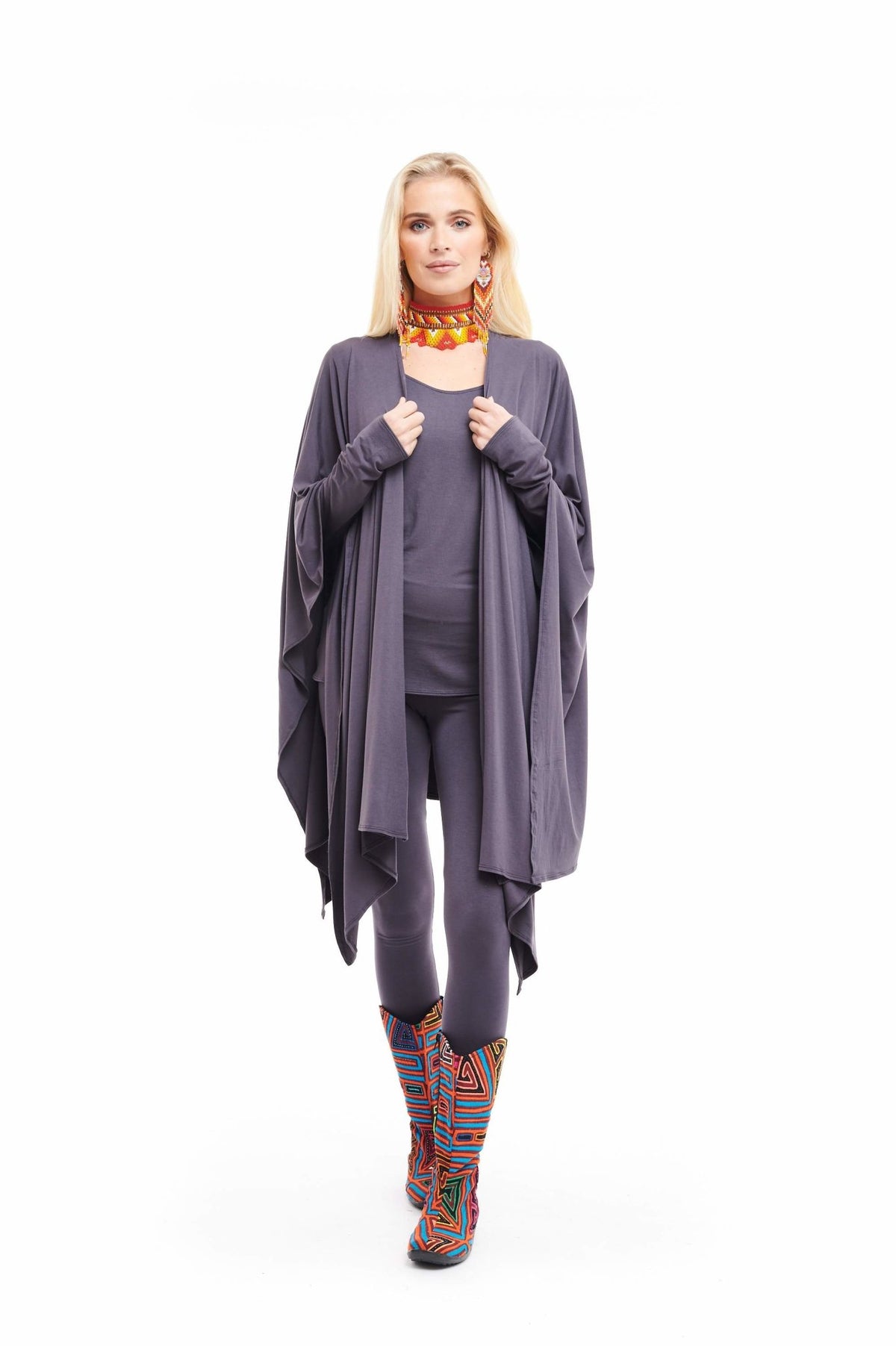 Bamboo Long Sleeve Top Charcoal - MUDRA