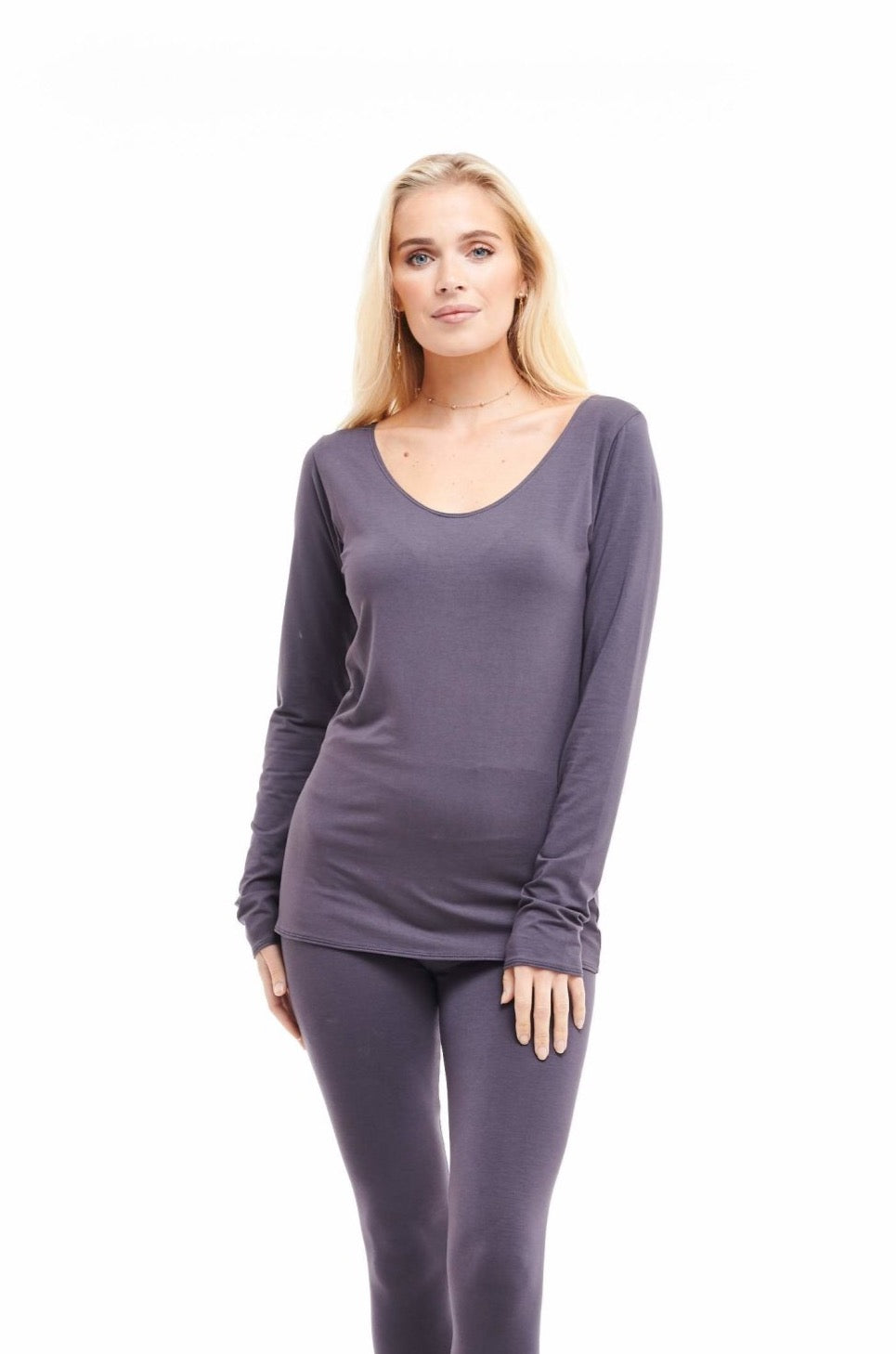 Bamboo Long Sleeve Top Charcoal - MUDRA
