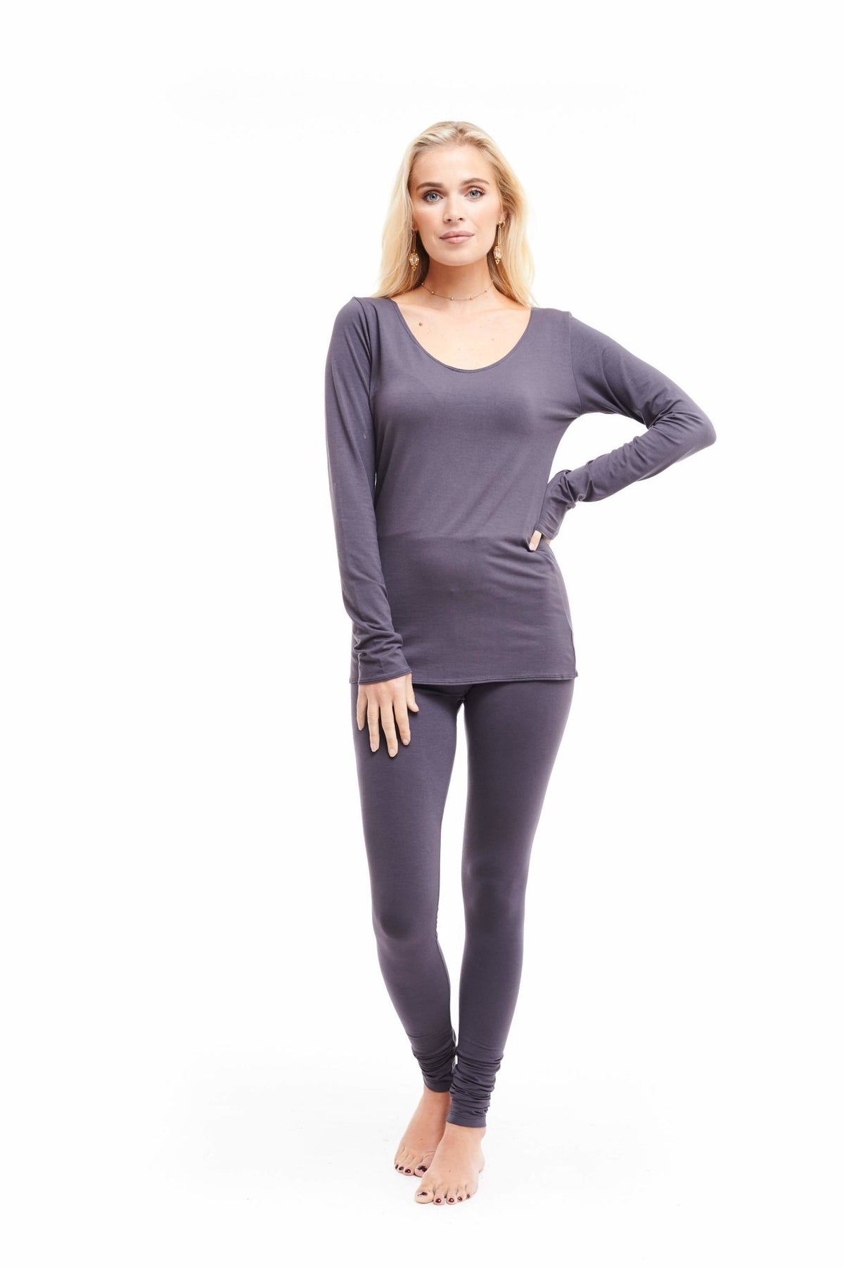 Bamboo Long Sleeve Top Charcoal - MUDRA