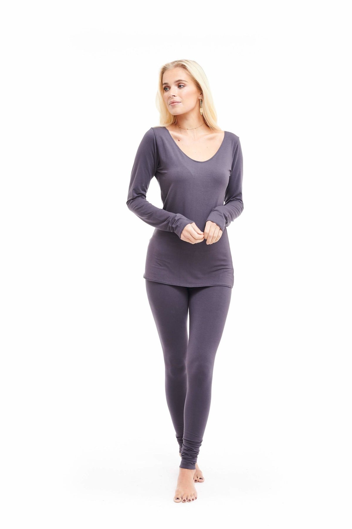 Bamboo Long Sleeve Top Charcoal - MUDRA