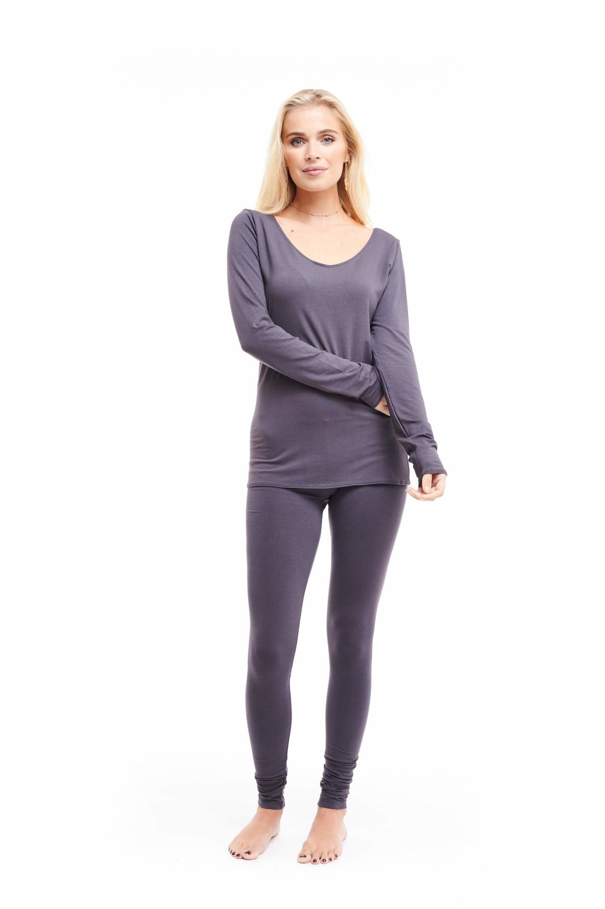 Bamboo Long Sleeve Top Charcoal - MUDRA