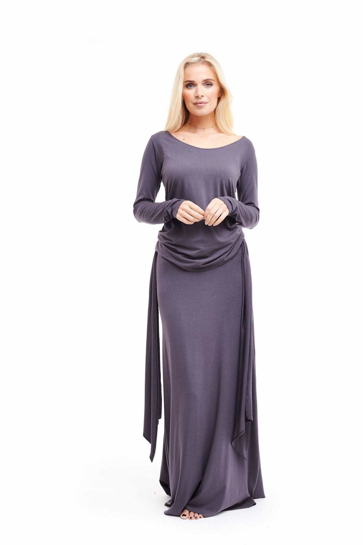 Bamboo Long Sleeve Top Charcoal - MUDRA