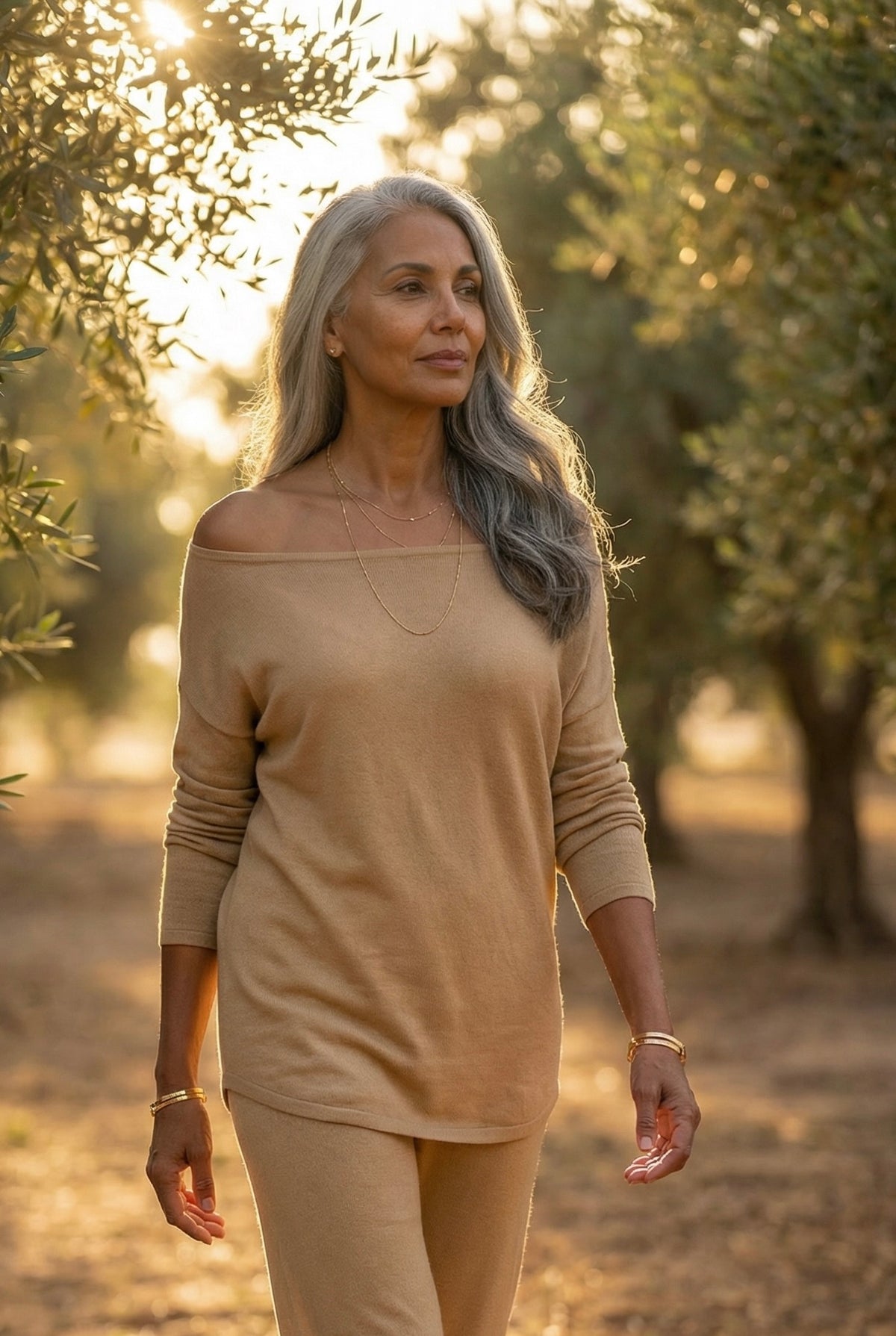 100% CASHMERE OBLIQUE JUMPER HONEY
