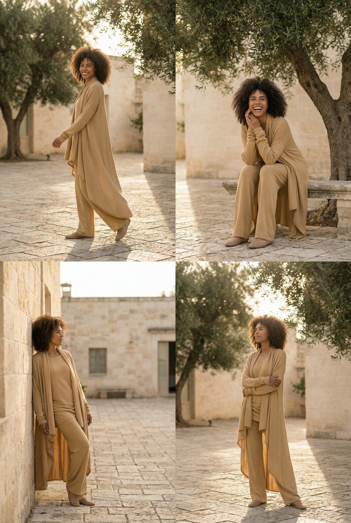 NEW 100% MONGOLIAN CASHMERE WATERFALL JACKET HONEY