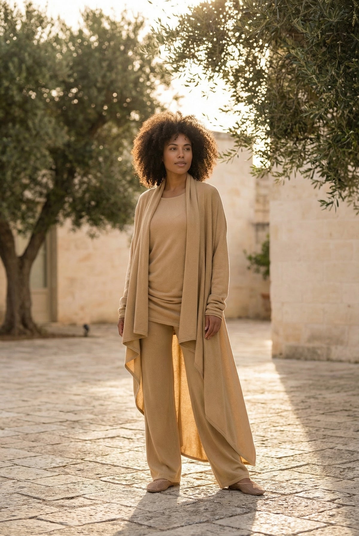 NEW 100% MONGOLIAN CASHMERE WATERFALL JACKET HONEY