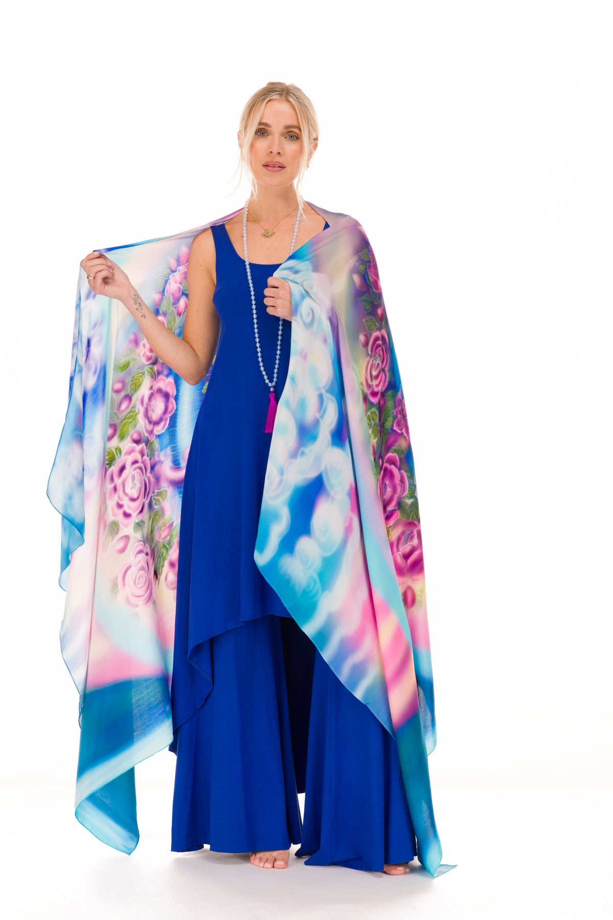 WHITE TARA SILK SHAWL - EMBRACE OF HEALING
