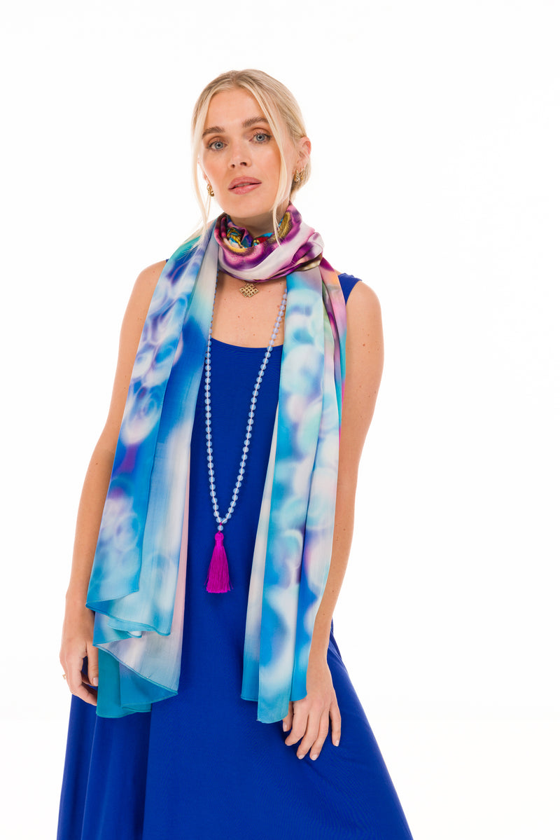 WHITE TARA SILK SHAWL - EMBRACE OF HEALING