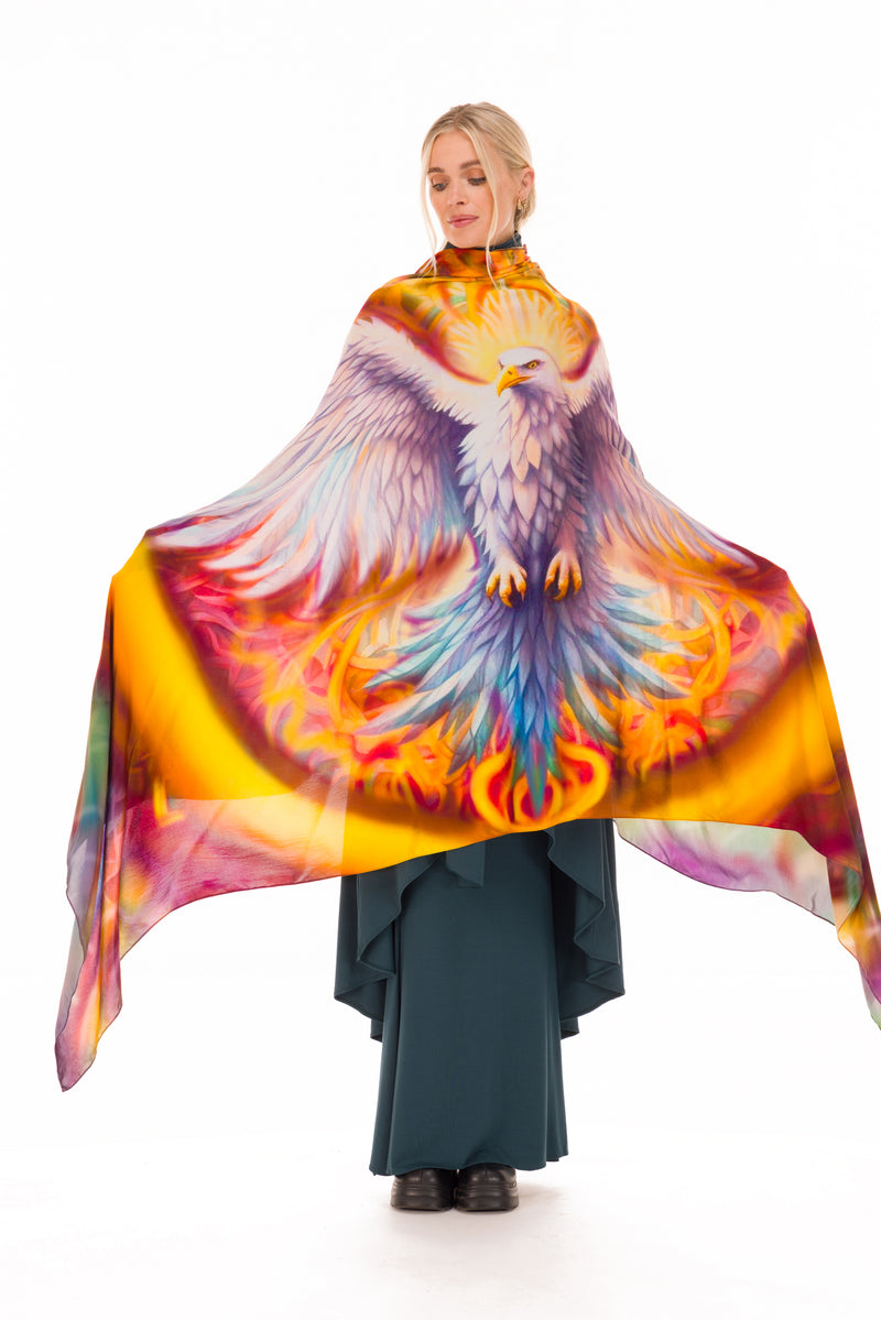 PHOENIX RISING – SILK MEDICINE SHAWL