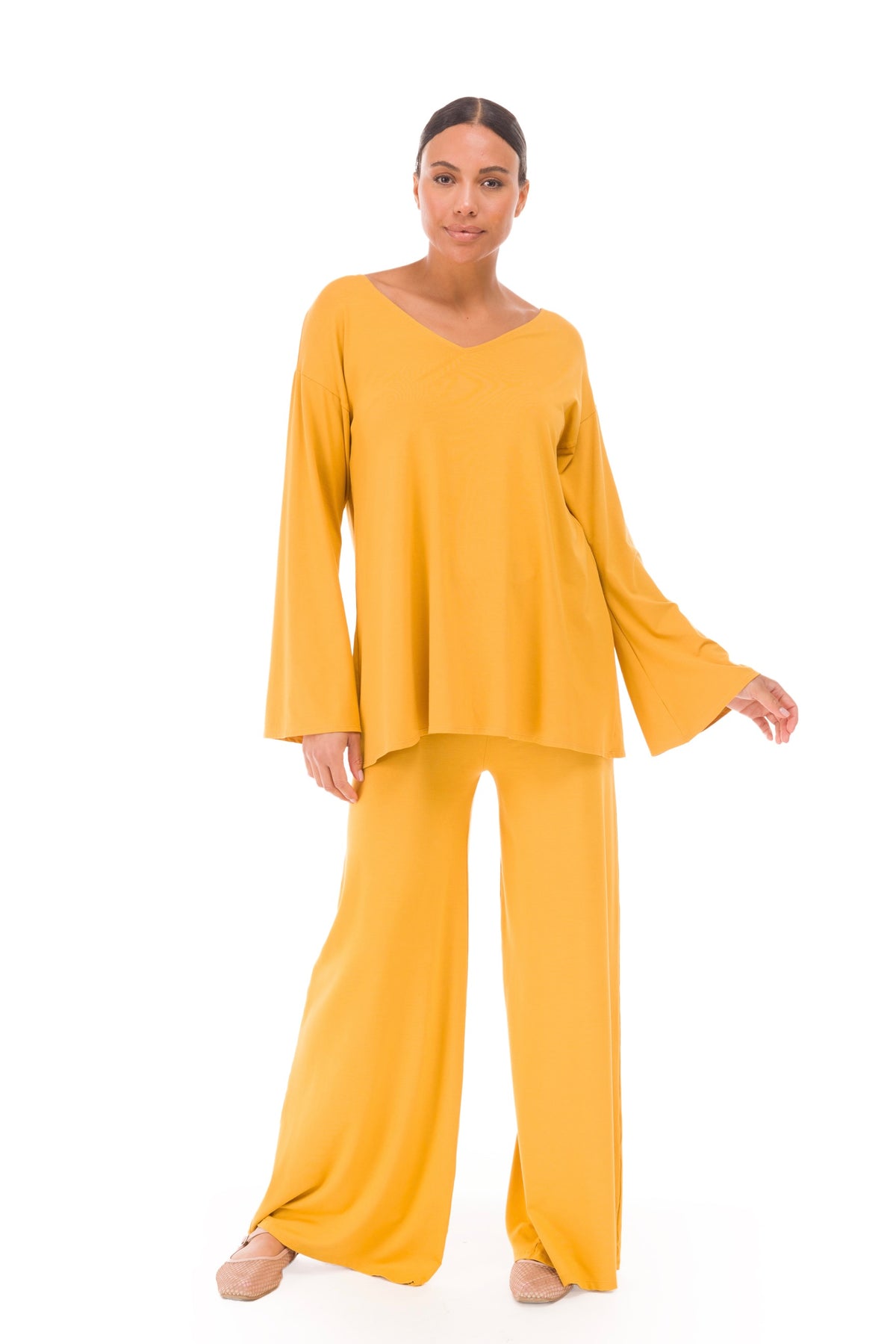 BAMBOO PALAZZO PANTS TIBETAN YELLOW