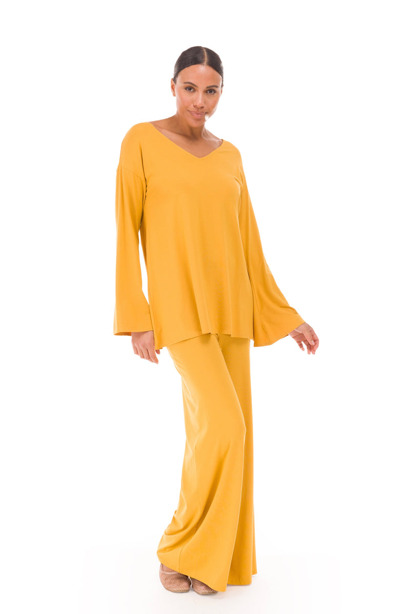 BAMBOO PALAZZO PANTS TIBETAN YELLOW