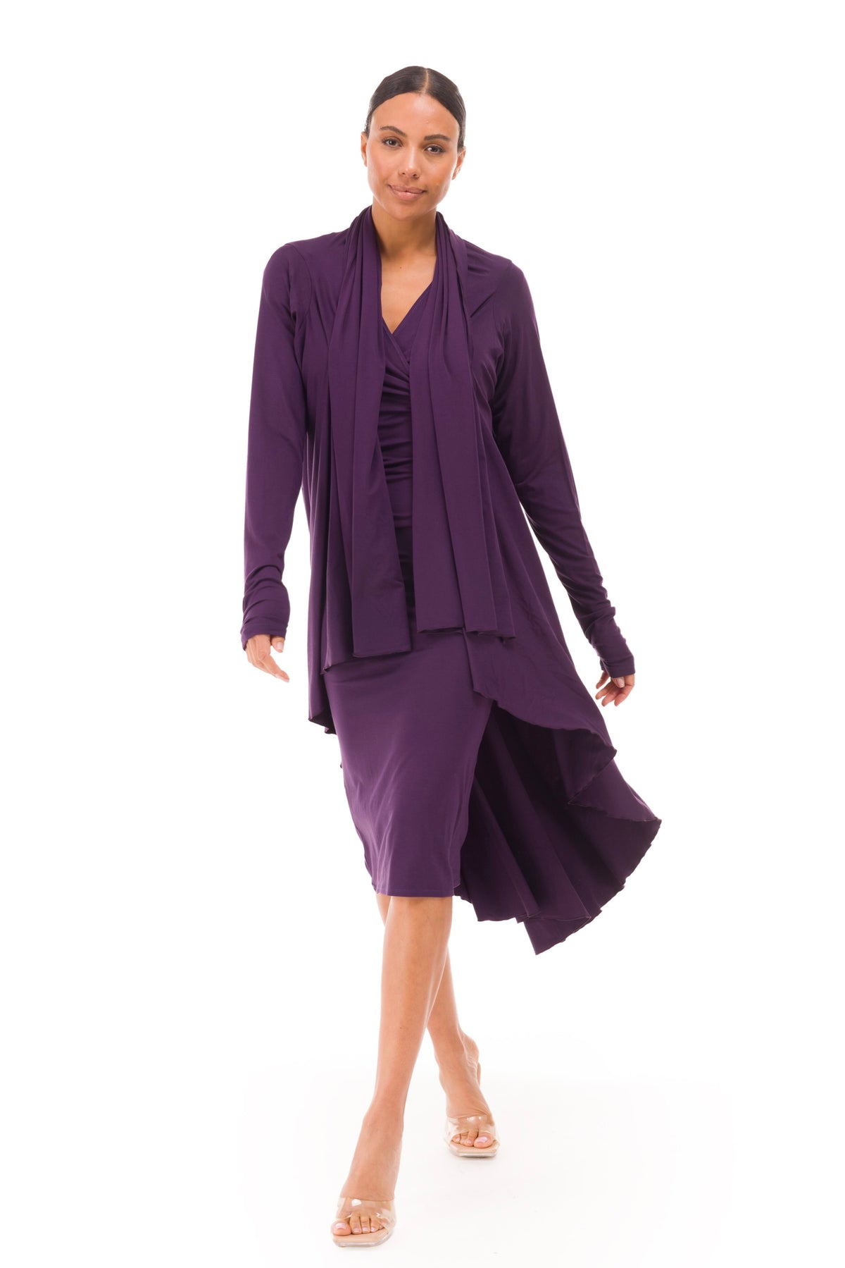 BAMBOO CROSSOVER DRESS DEEP PURPLE
