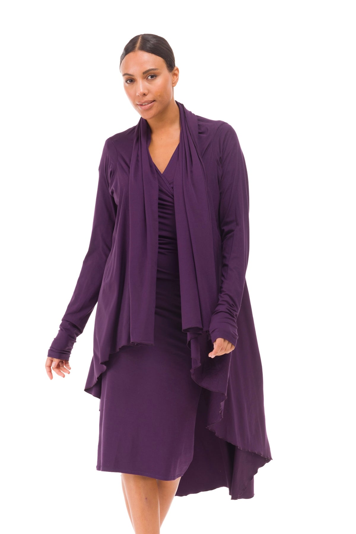 BAMBOO CROSSOVER DRESS DEEP PURPLE