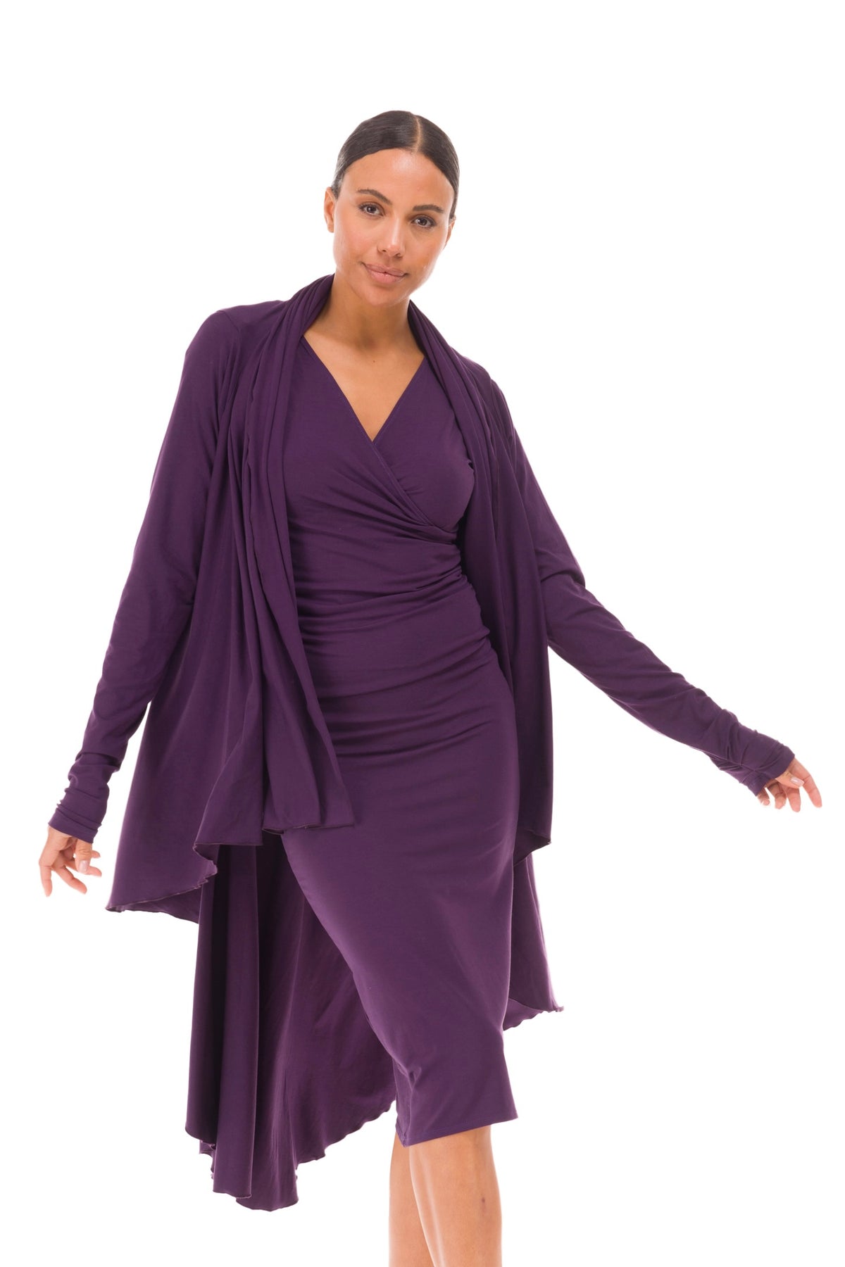 BAMBOO CROSSOVER DRESS DEEP PURPLE