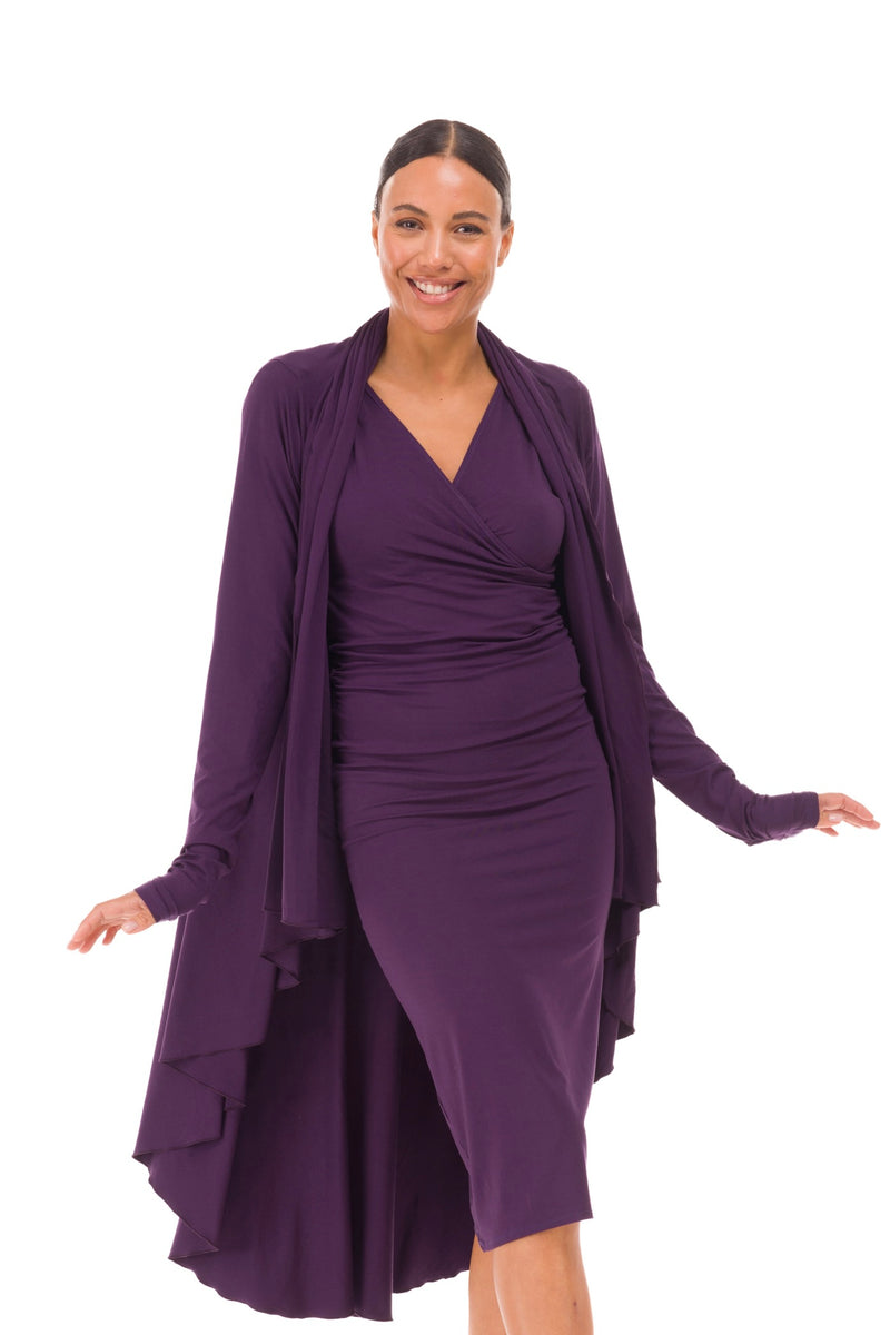 BAMBOO CROSSOVER DRESS DEEP PURPLE