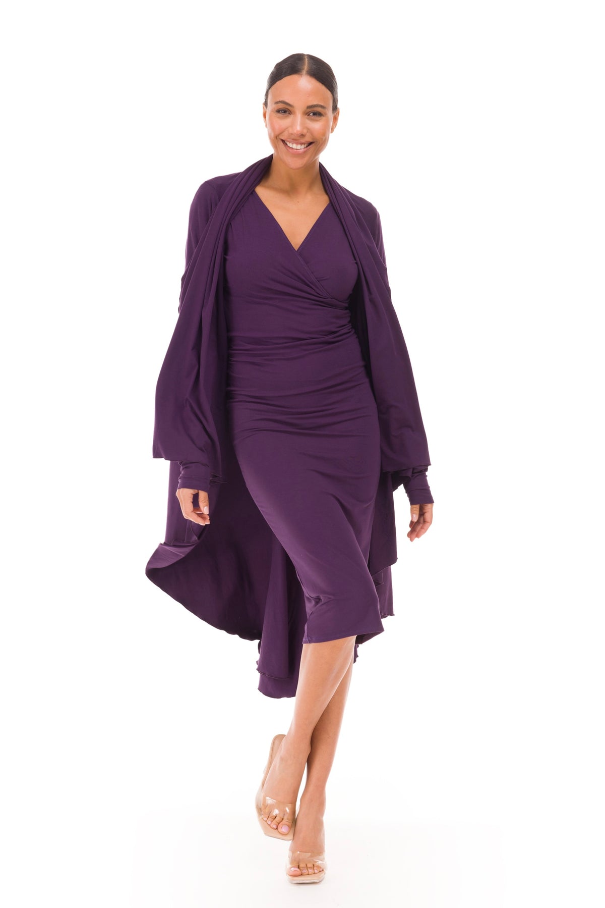 BAMBOO CROSSOVER DRESS DEEP PURPLE