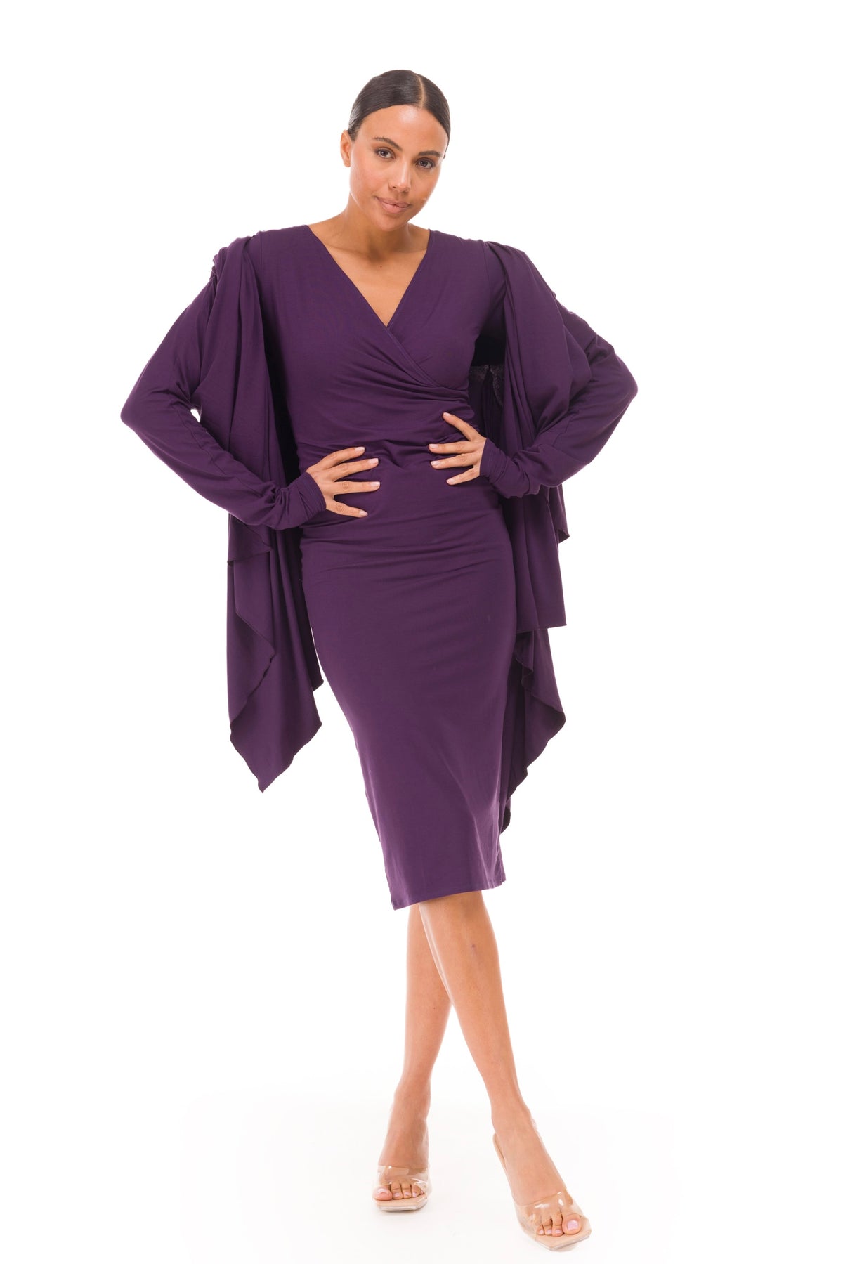 BAMBOO CROSSOVER DRESS DEEP PURPLE