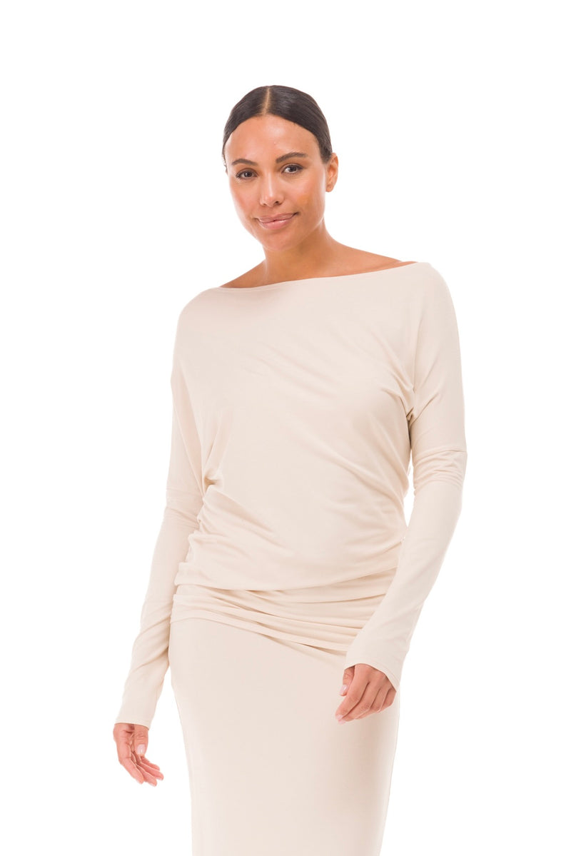 BAMBOO OBLIQUE TOP ECRU