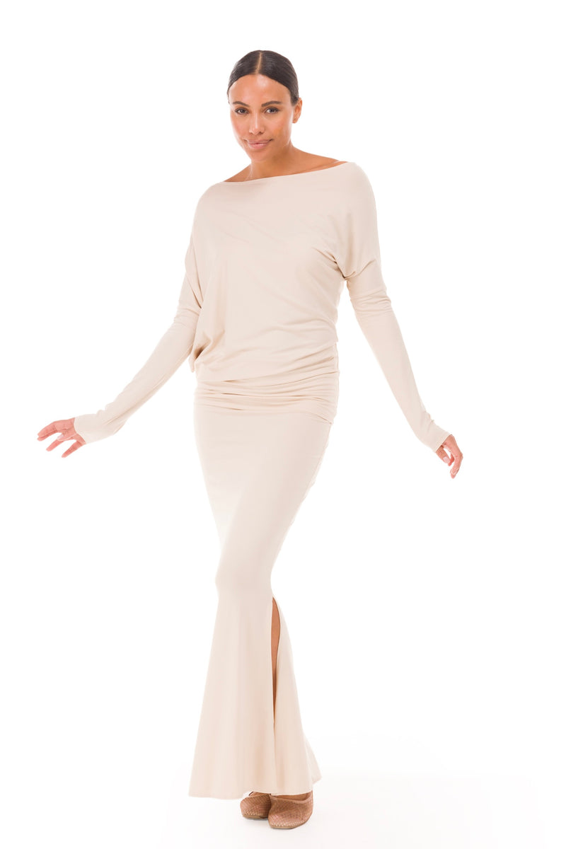 BAMBOO SIDE SLIT SKIRT ECRU