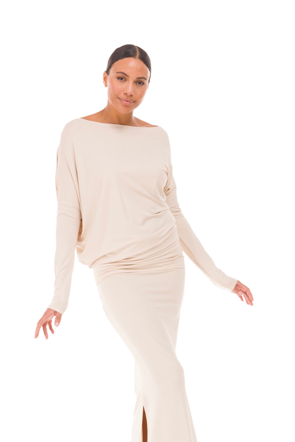 BAMBOO OBLIQUE TOP ECRU