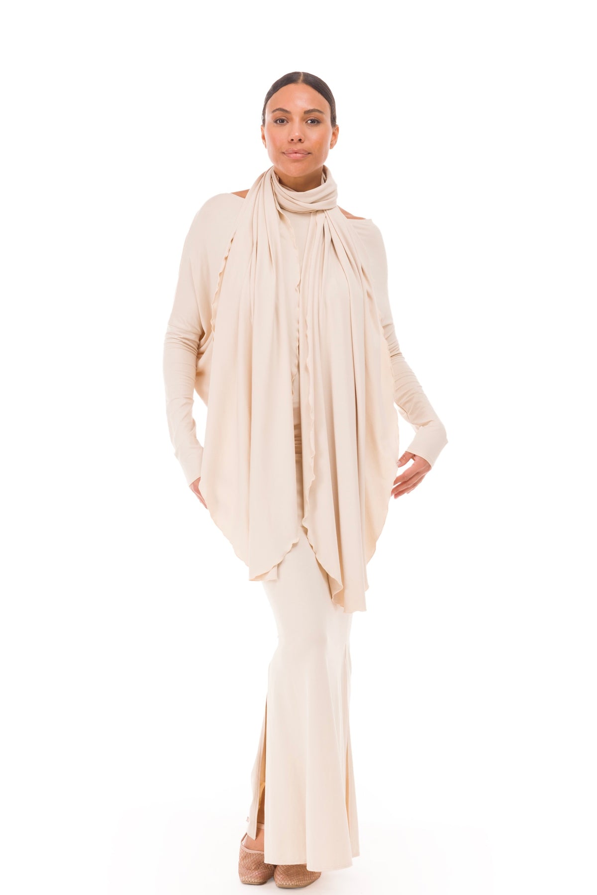 BAMBOO SIDE SLIT SKIRT ECRU