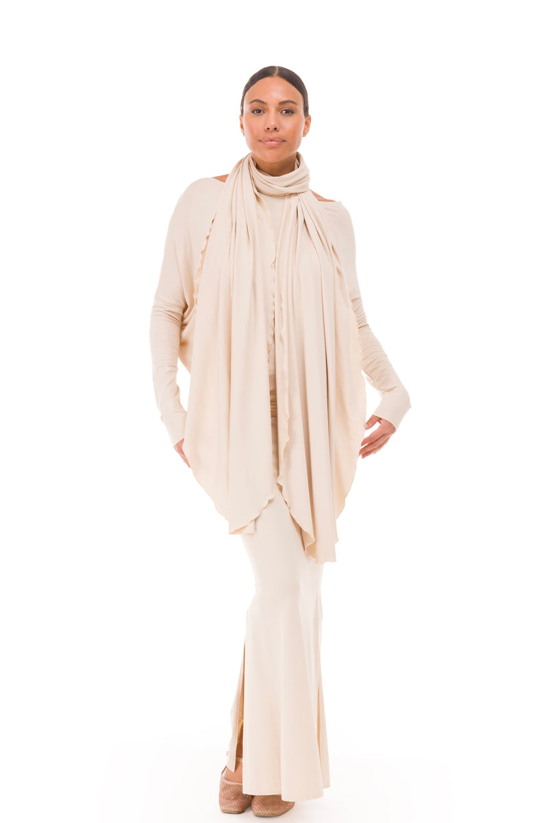 BAMBOO SIDE SLIT SKIRT ECRU