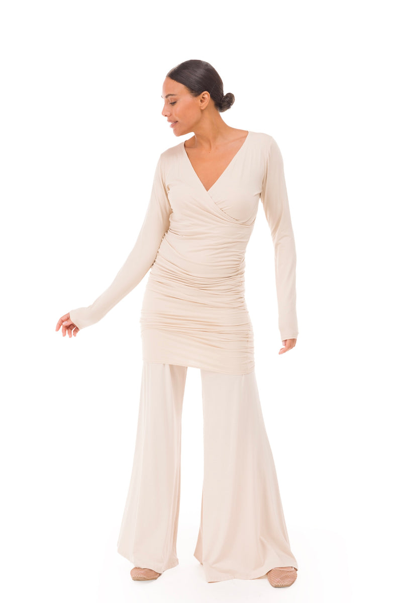 BAMBOO CROSSOVER DRESS ECRU