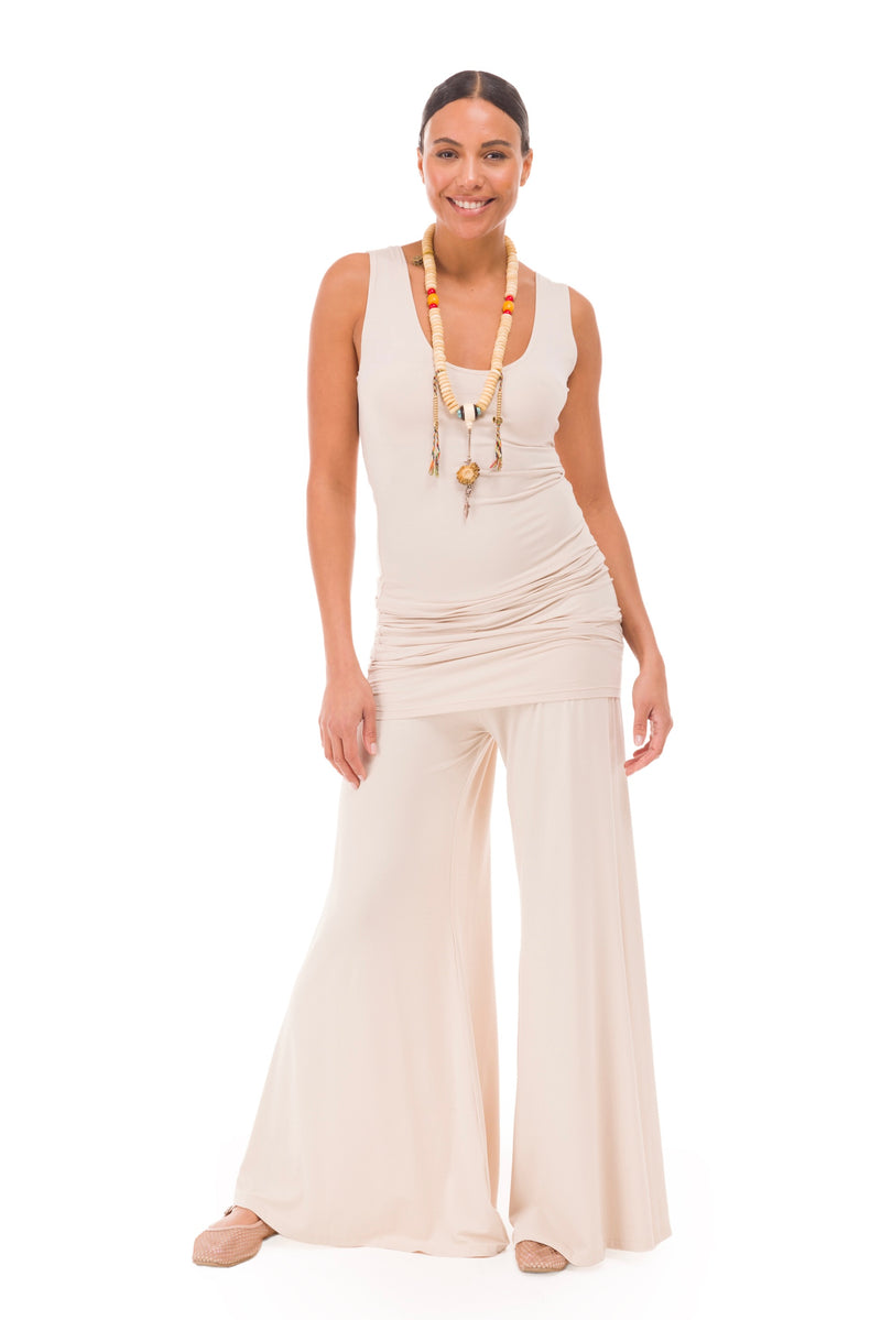 BAMBOO LONG VEST DRESS ECRU