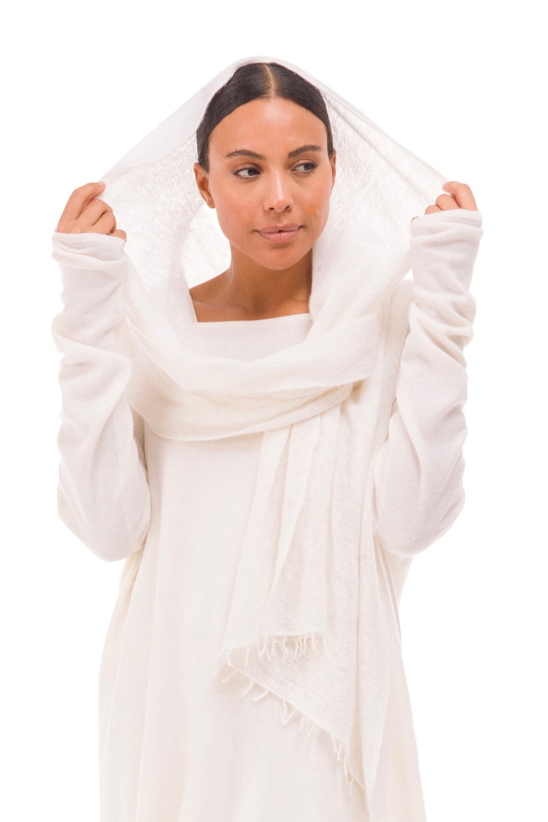 100% CASHMERE FELTED SCARF WINTER WHITE