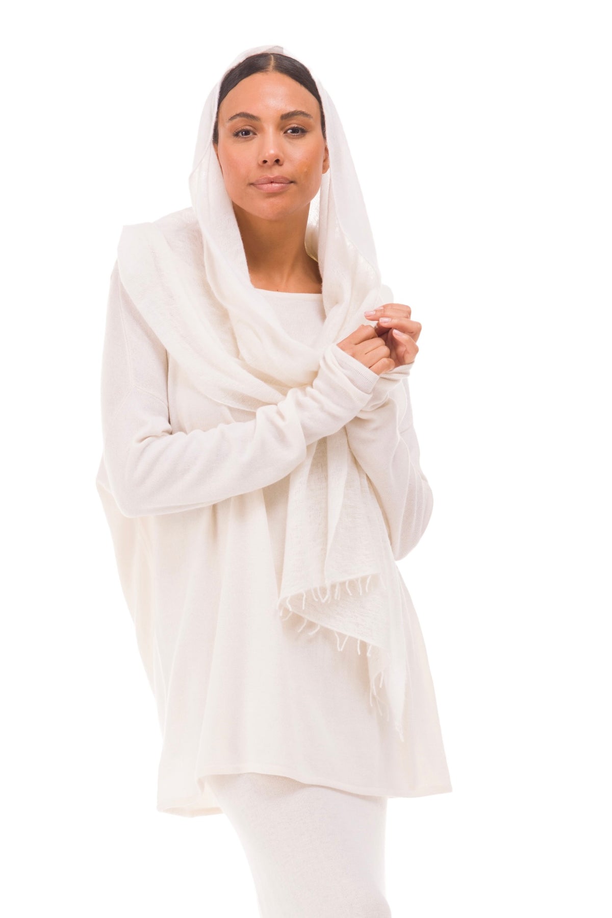 100% CASHMERE FELTED SCARF WINTER WHITE
