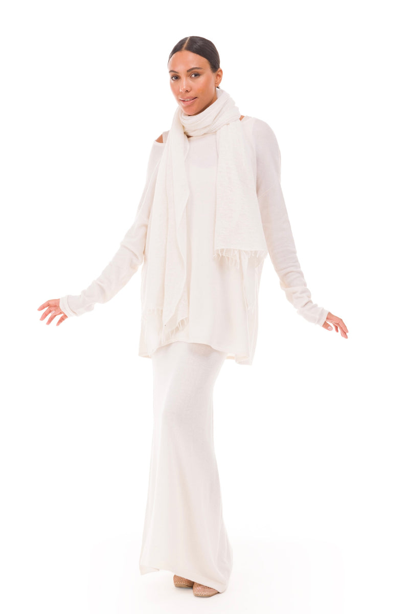 100% CASHMERE FELTED SCARF WINTER WHITE