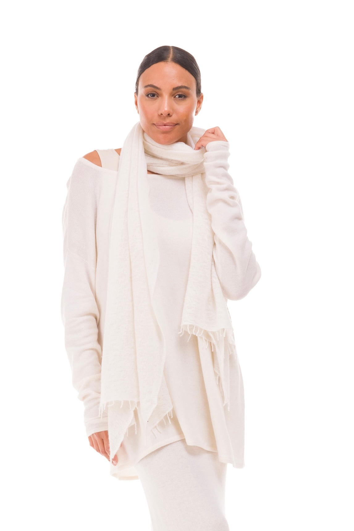 100% CASHMERE FELTED SCARF WINTER WHITE