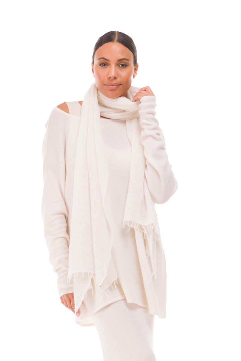 100% CASHMERE FELTED SCARF WINTER WHITE