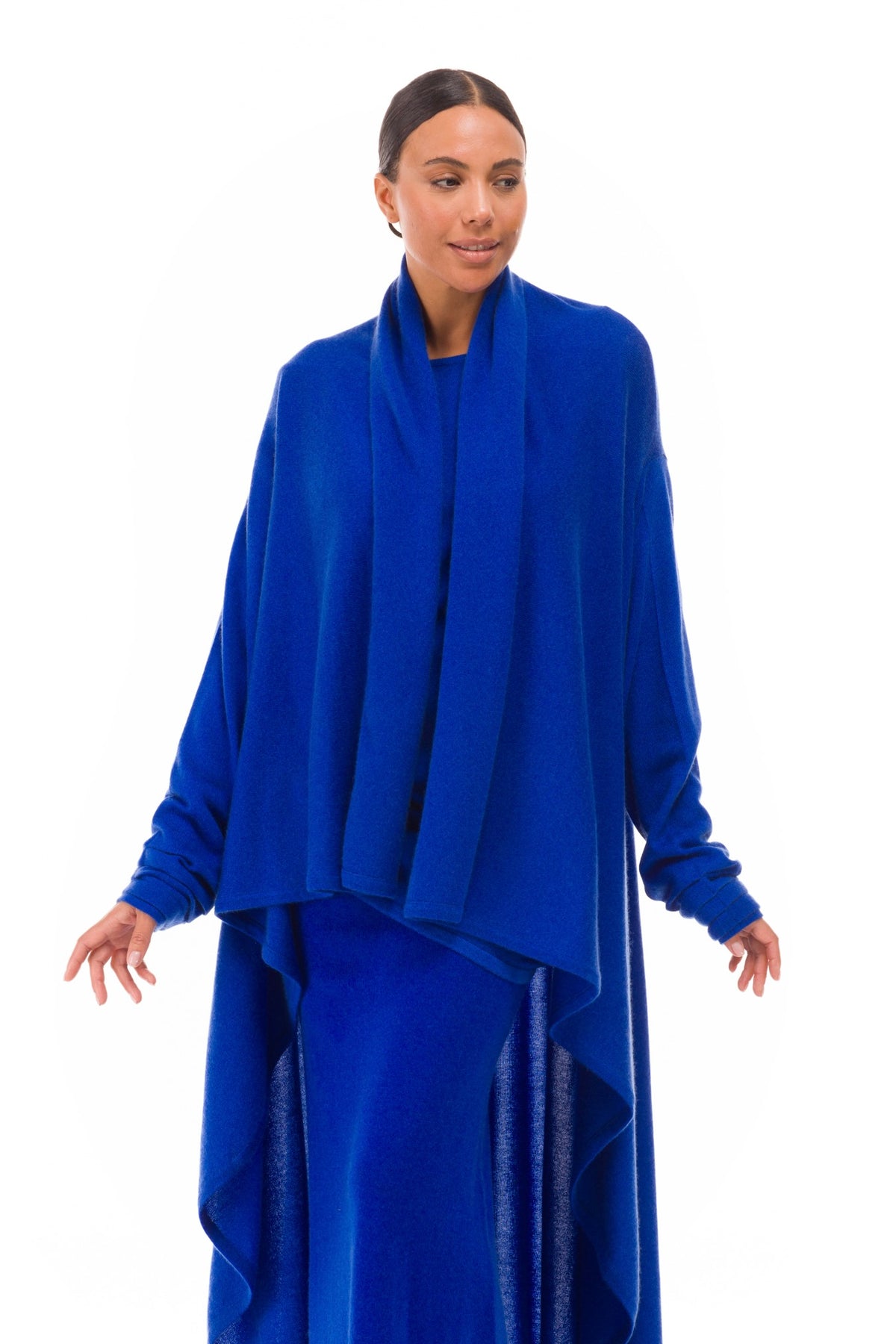 NEW 100% MONGOLIAN CASHMERE WATERFALL JACKET ROYAL BLUE