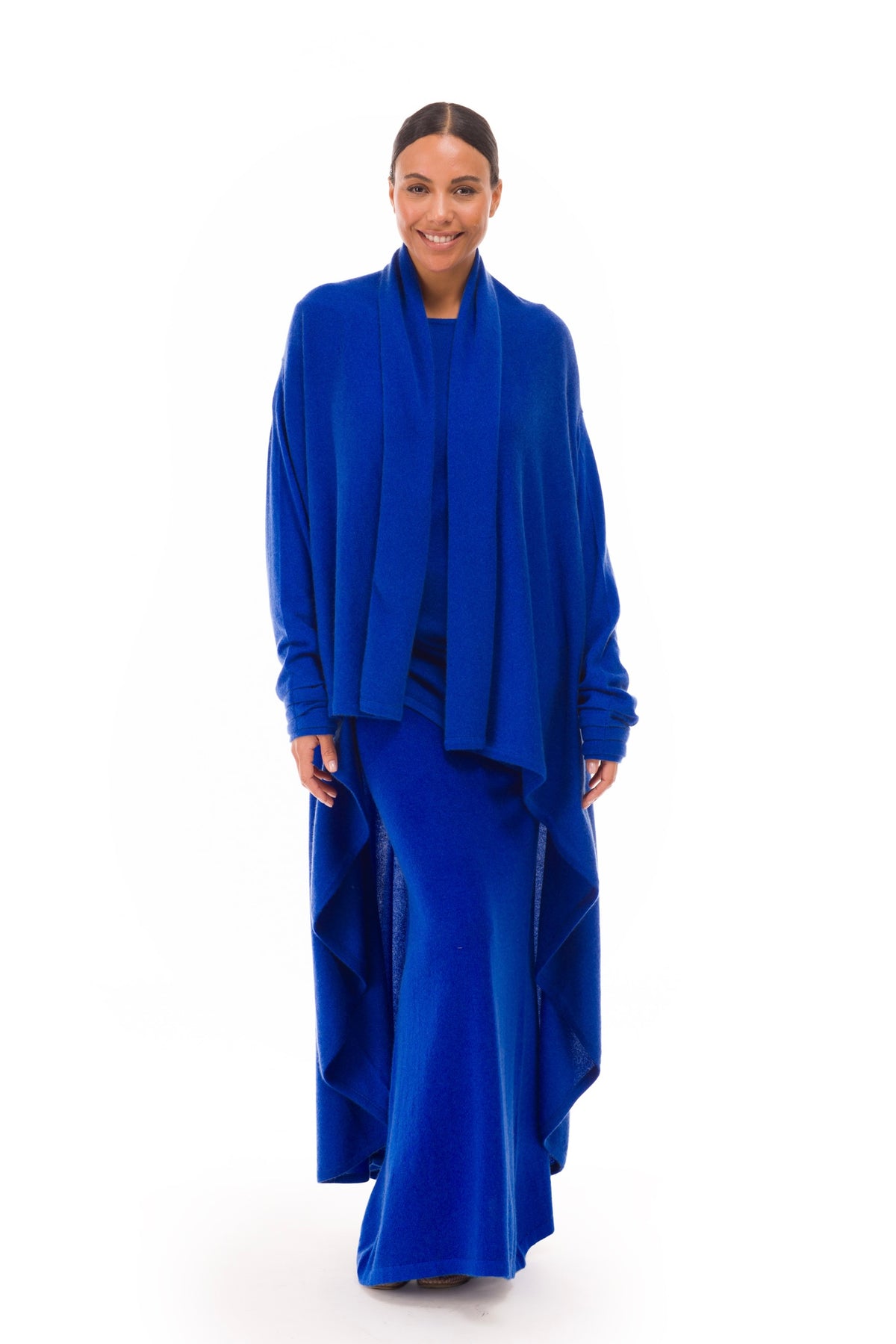 NEW 100% MONGOLIAN CASHMERE WATERFALL JACKET ROYAL BLUE