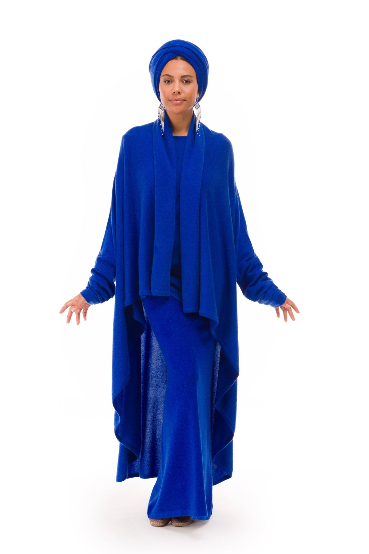 NEW 100% MONGOLIAN CASHMERE WATERFALL JACKET ROYAL BLUE