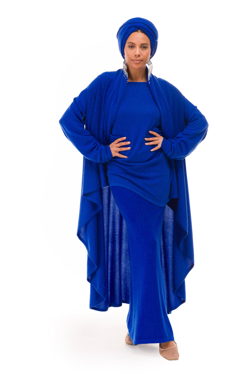 NEW 100% MONGOLIAN CASHMERE WATERFALL JACKET ROYAL BLUE