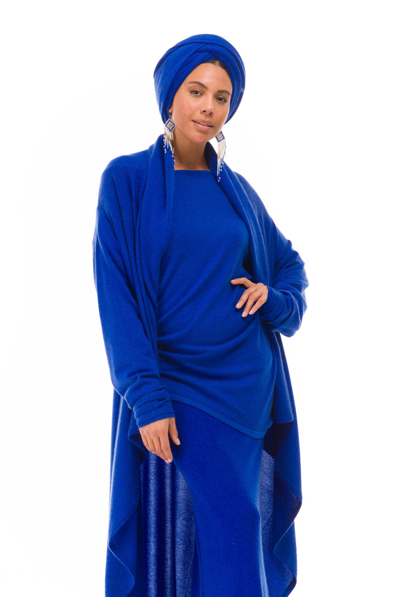 NEW 100% MONGOLIAN CASHMERE WATERFALL JACKET ROYAL BLUE
