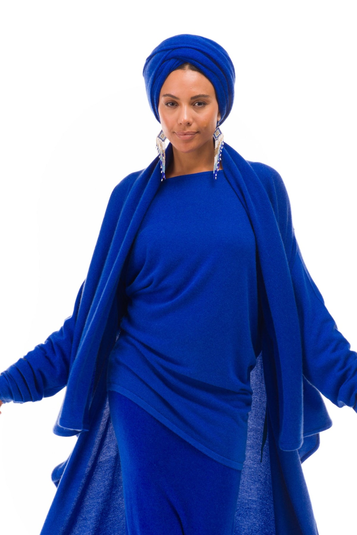 NEW 100% MONGOLIAN CASHMERE WATERFALL JACKET ROYAL BLUE