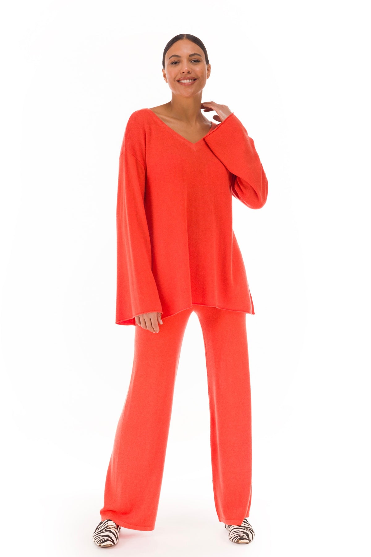 100% CASHMERE LOUNGE PANTS ORANGE