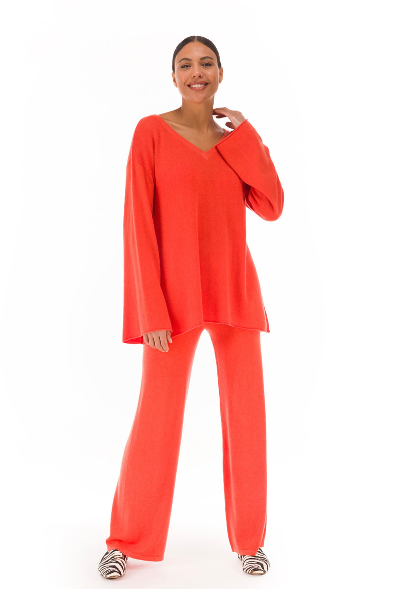100% CASHMERE LOUNGE PANTS ORANGE