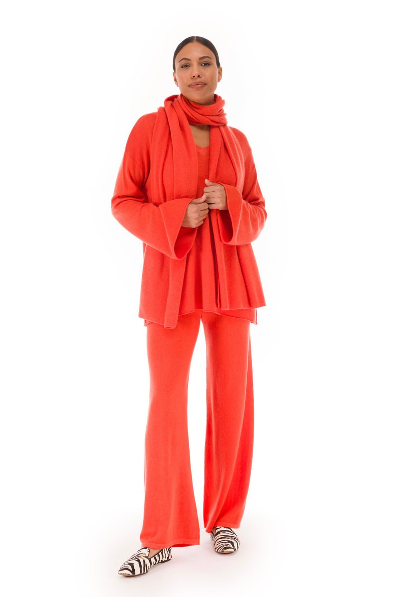100% CASHMERE KNITTED SCARF ORANGE
