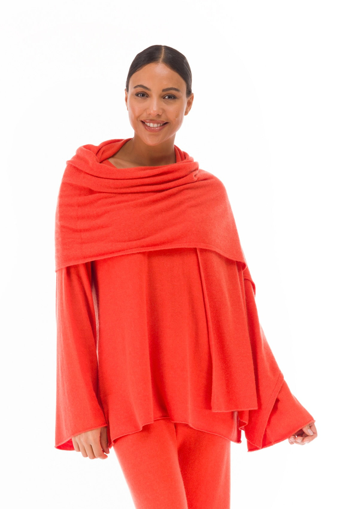 100% CASHMERE KNITTED SCARF ORANGE