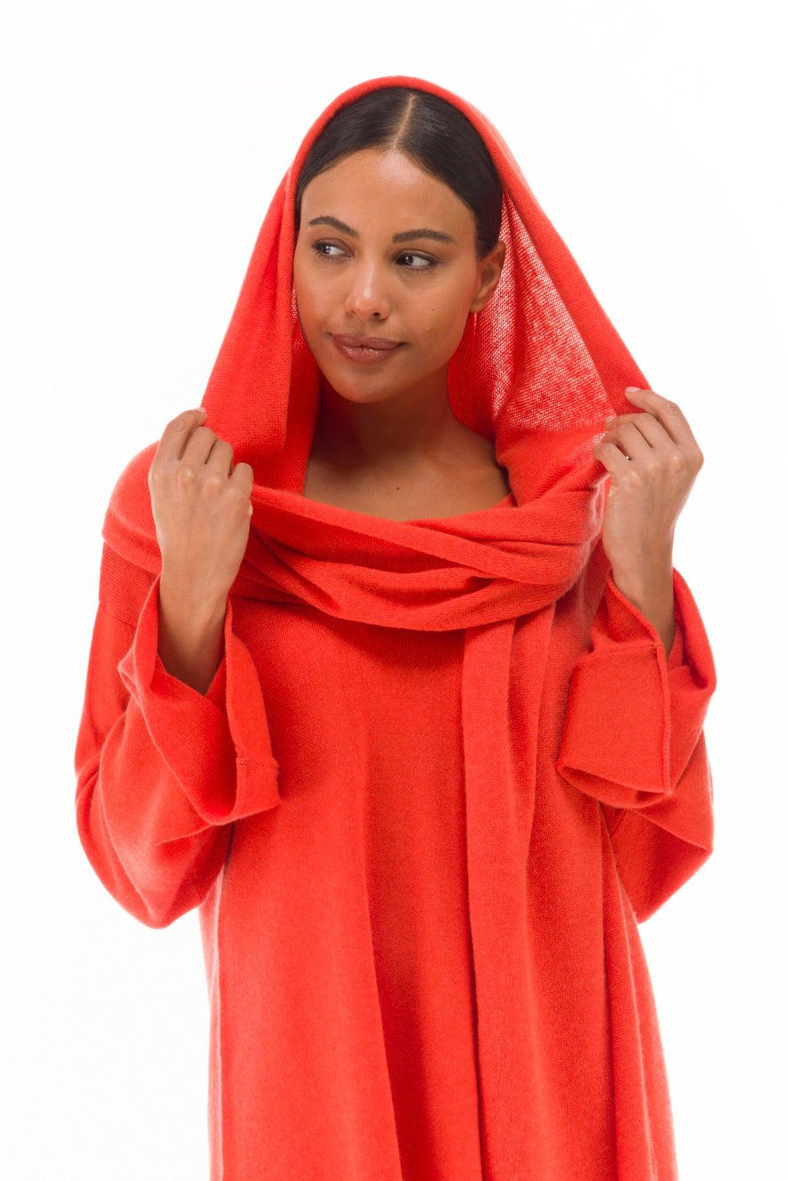 100% CASHMERE KNITTED SCARF ORANGE