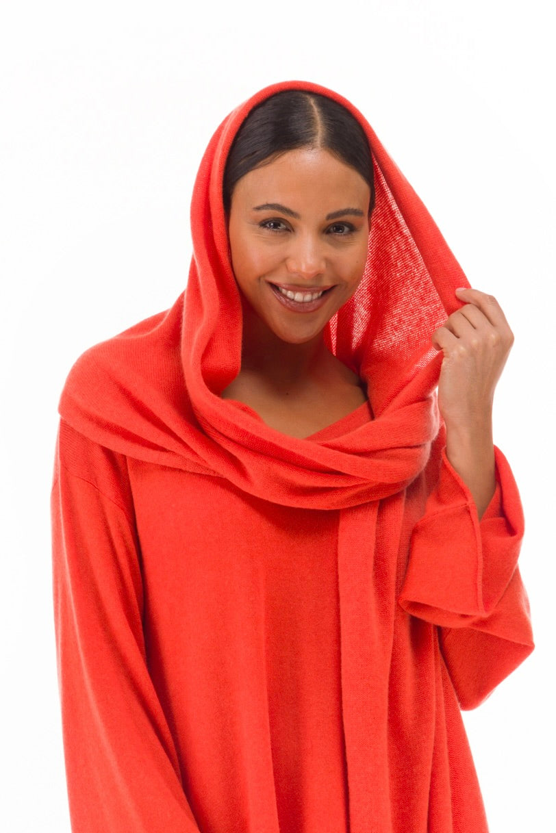 100% CASHMERE KNITTED SCARF ORANGE