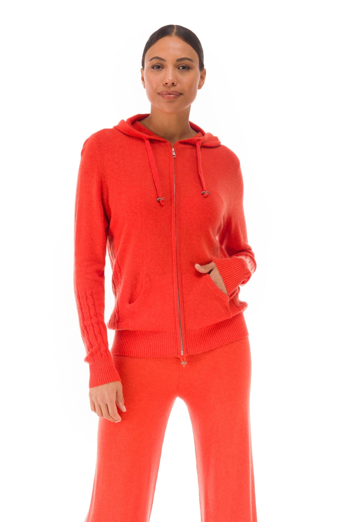 100% CASHMERE TRACKSUIT TOP ORANGE