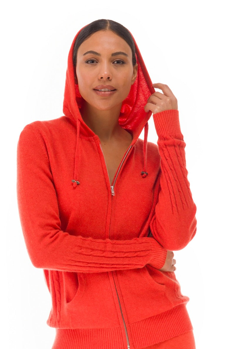 100% CASHMERE TRACKSUIT TOP ORANGE