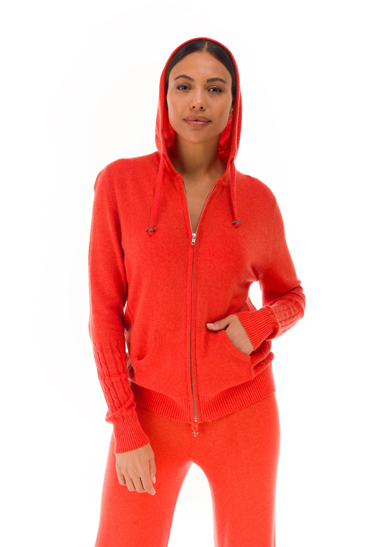 100% CASHMERE TRACKSUIT TOP ORANGE
