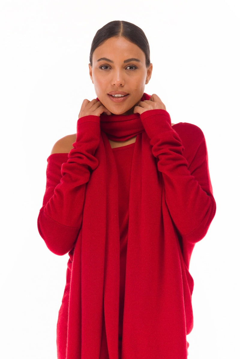 100% CASHMERE KNITTED SCARF CLARET