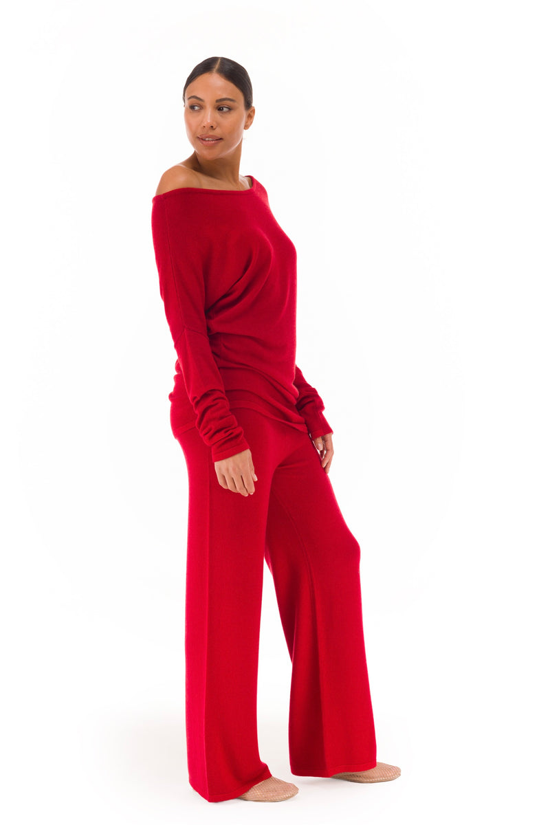 100% CASHMERE LOUNGE PANTS CLARET