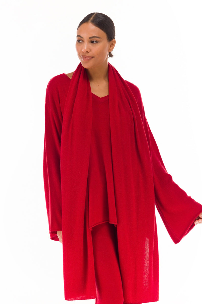 100% CASHMERE KNITTED SCARF CLARET